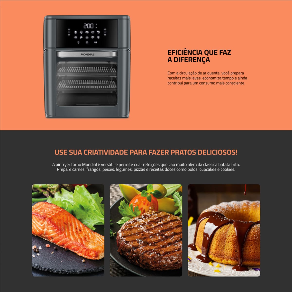 Fritadeira Air Fryer Oven Mondial AFON-12L-FG 12L ...