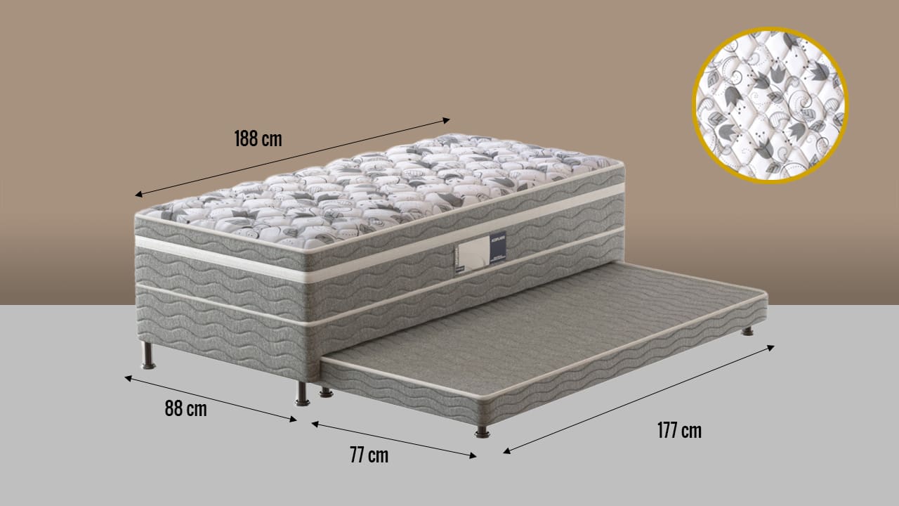 Cama Box Solteiro Probel PROdormir Advanced com Cama Auxiliar
