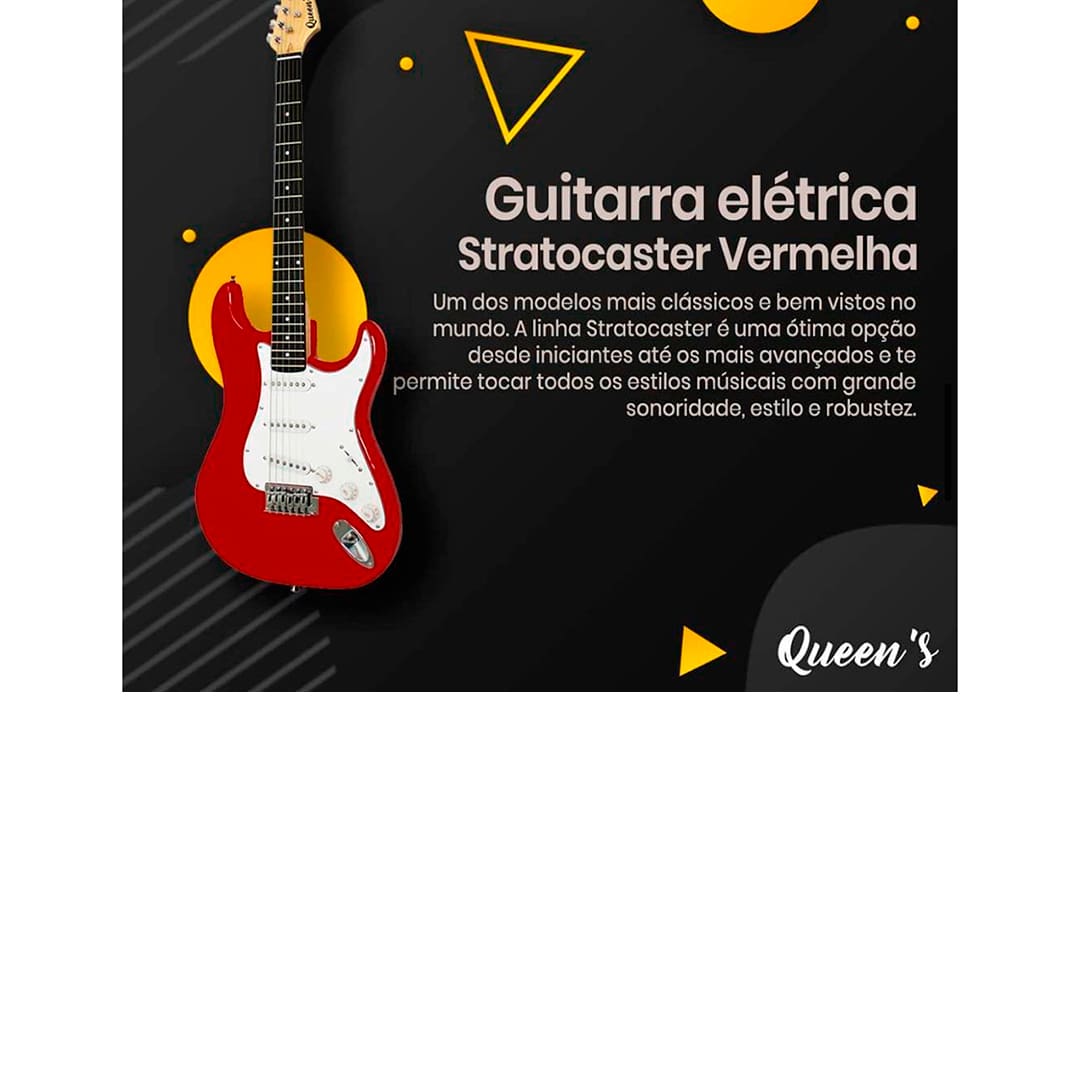Guitarra Elétrica Queen’s D137561 Vermelha Branca