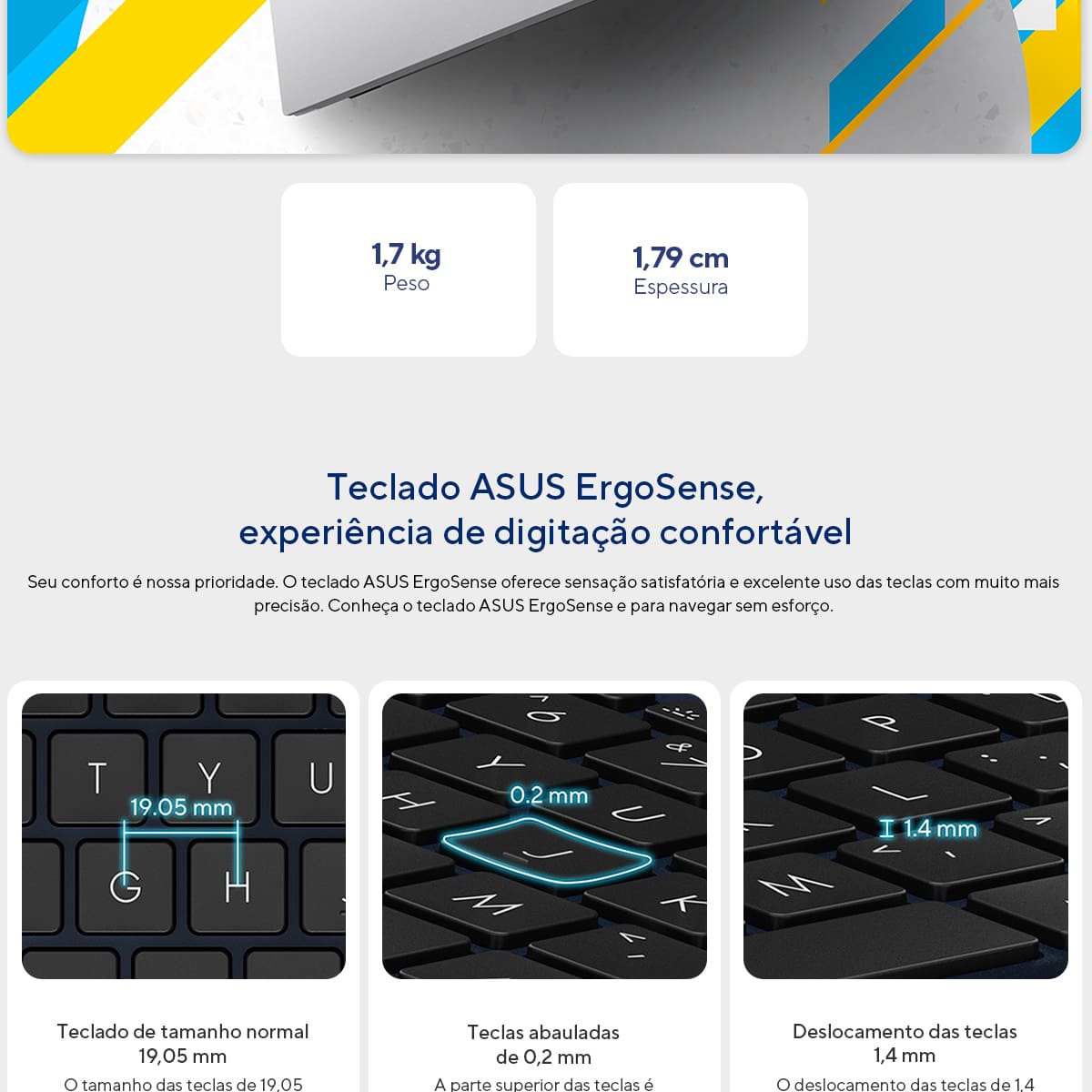 Notebook ASUS Vivobook 15 Core i5 8GB RAM 256GB SSD Tela 15,6” FHD Windows 11 – X1504VA-NJ1738W