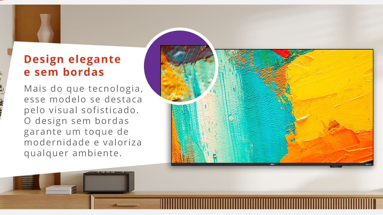Smart TV 43” Full HD AOC 43S5155/78G Roku TV Wi-Fi Dolby Audio Preta