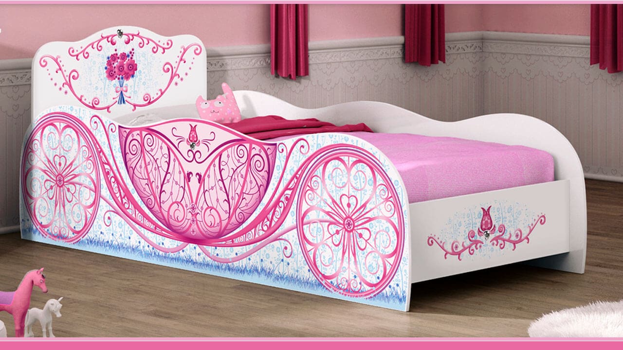 Cama Infantil Pura Magia Carruagem Rosa Branca