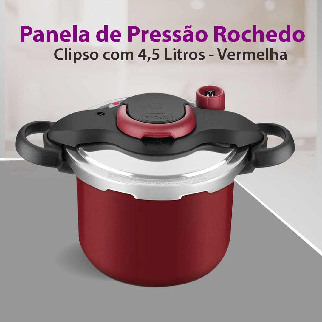 Panela Pressão Rochedo Clipso Vermelha 4,5 L