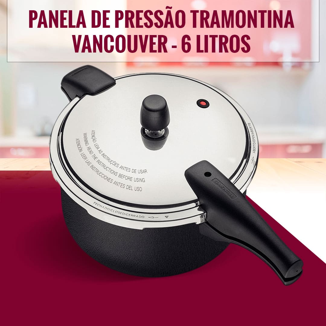 Panela Pressão Tramontina Vancouver Grafite 6 Litros