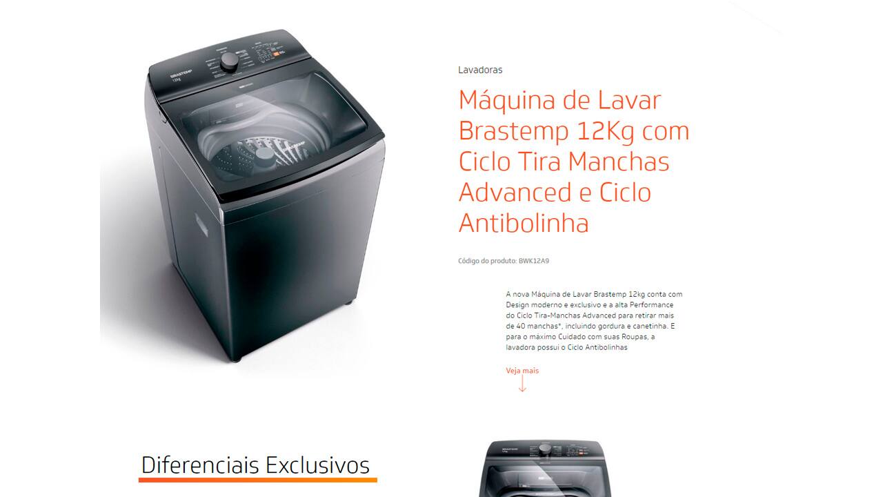 Lavadora de Roupas Brastemp BWK12A9 Titânio 12Kg