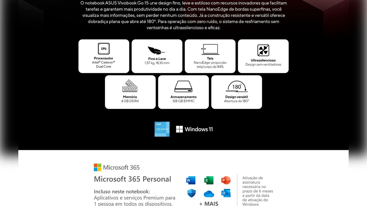 Notebook 15,6" ASUS Vivobook Go 15 E510KA-BR808WS
