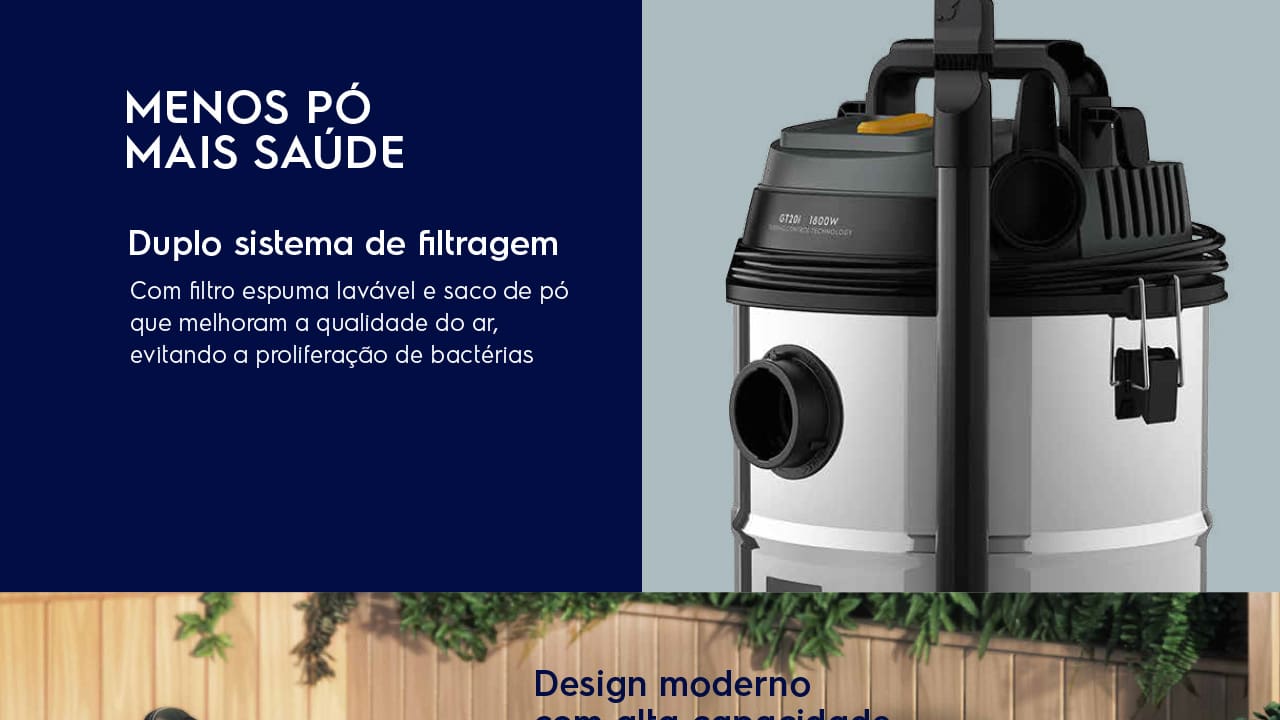 Aspirador de Pó e Água Electrolux GT20i Inox 20L