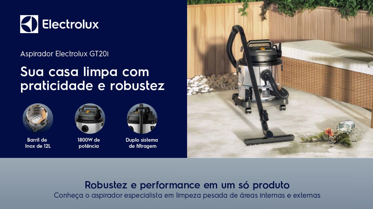 Aspirador de Pó e Água Electrolux GT20i Inox 20L