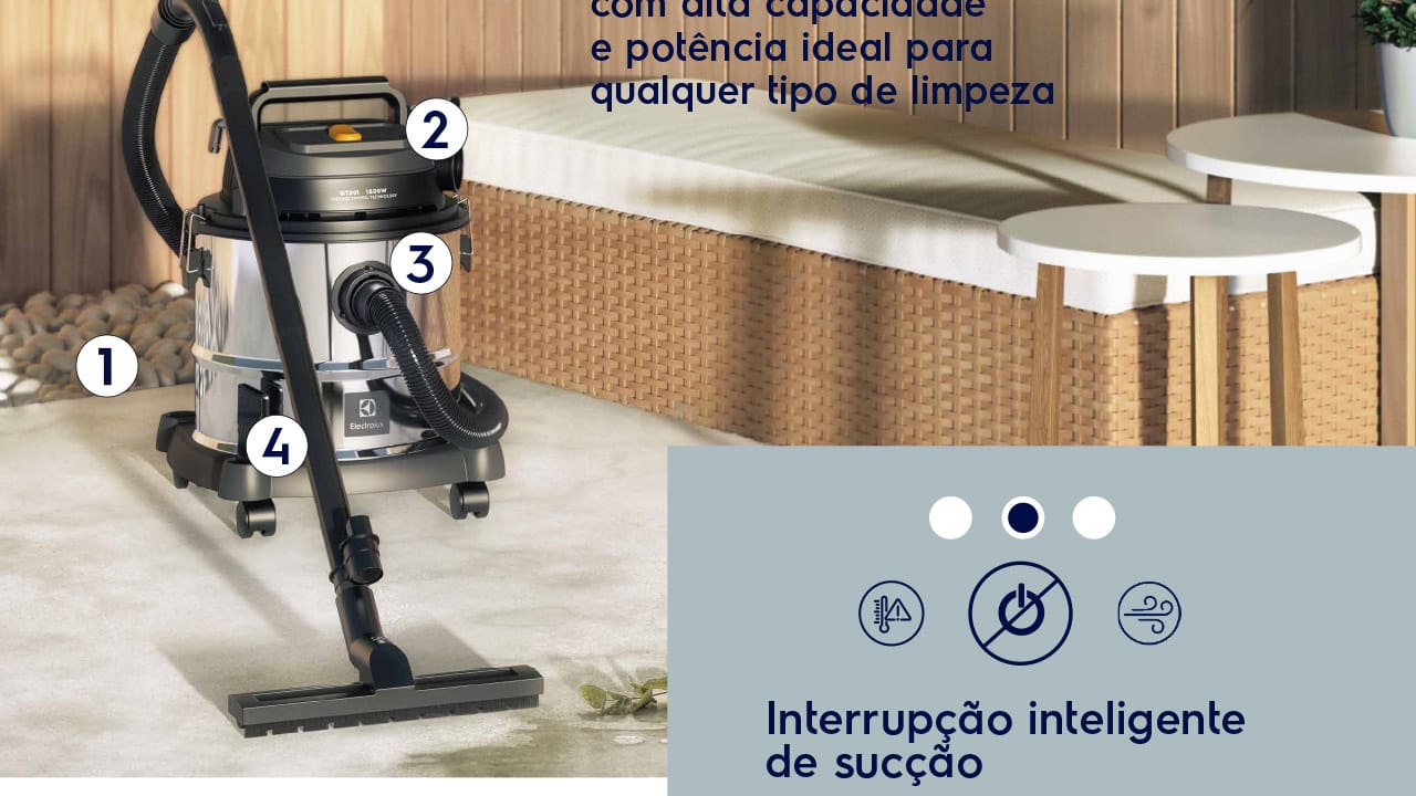 Aspirador de Pó e Água Electrolux GT20i Inox 20L