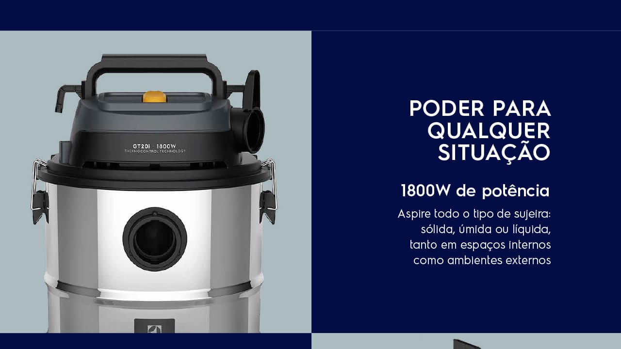 Aspirador de Pó e Água Electrolux GT20i Inox 20L