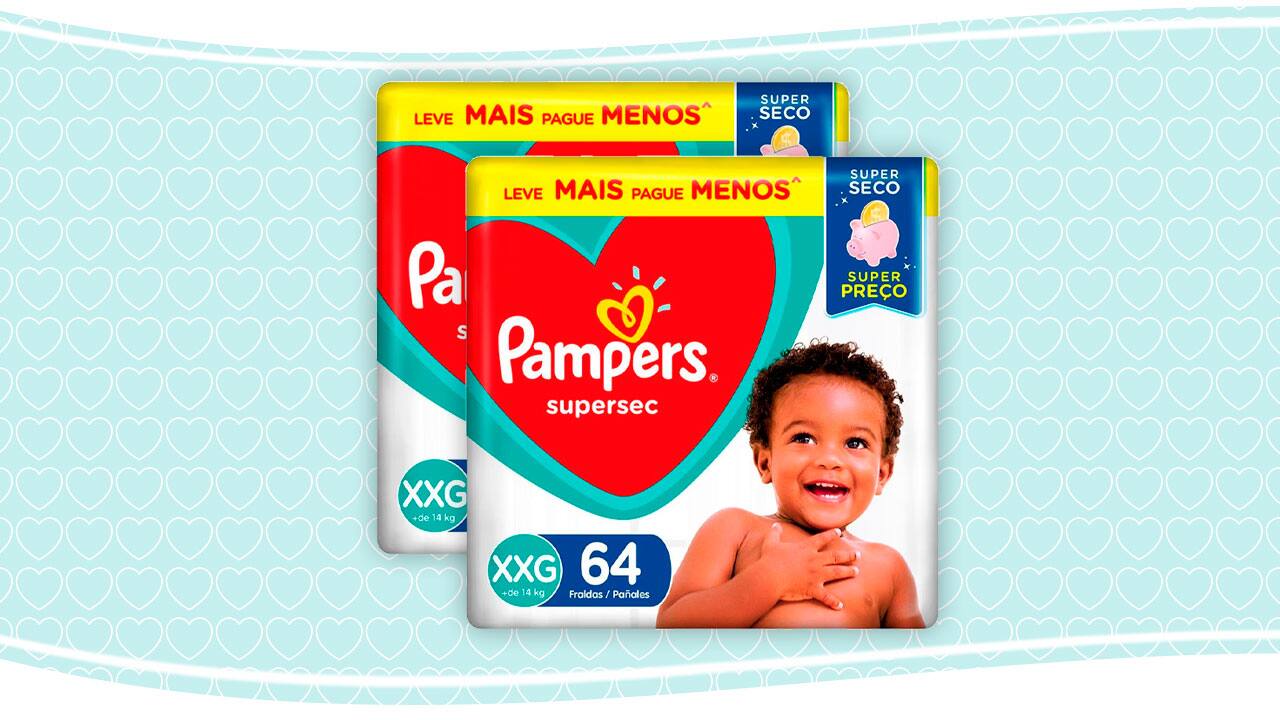 Fralda Pampers Supersec XXG 2 pacotes com 64 Unidades