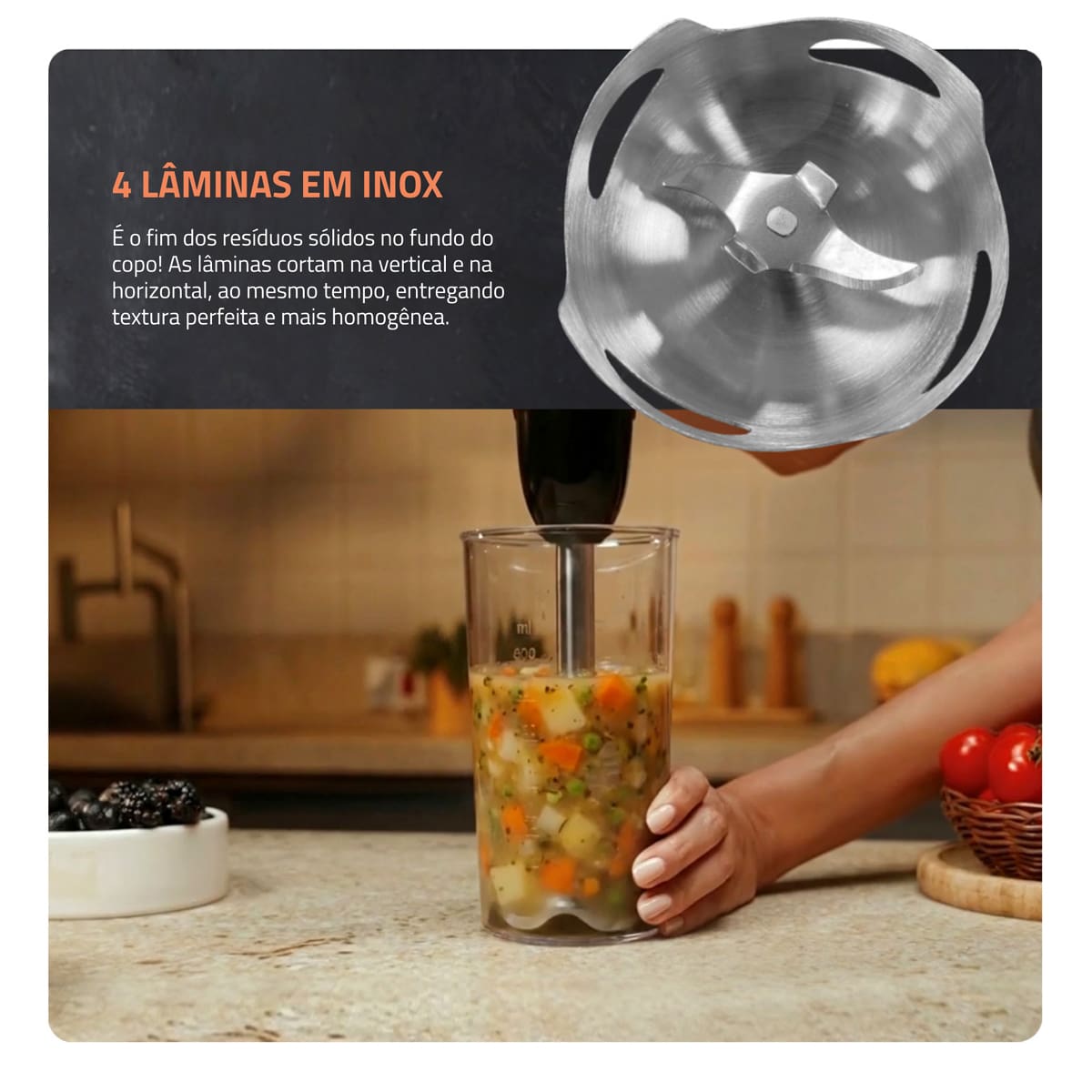 Mixer Mondial Turbo 3 em 1 Inox M-18-BI 500W Funçã...