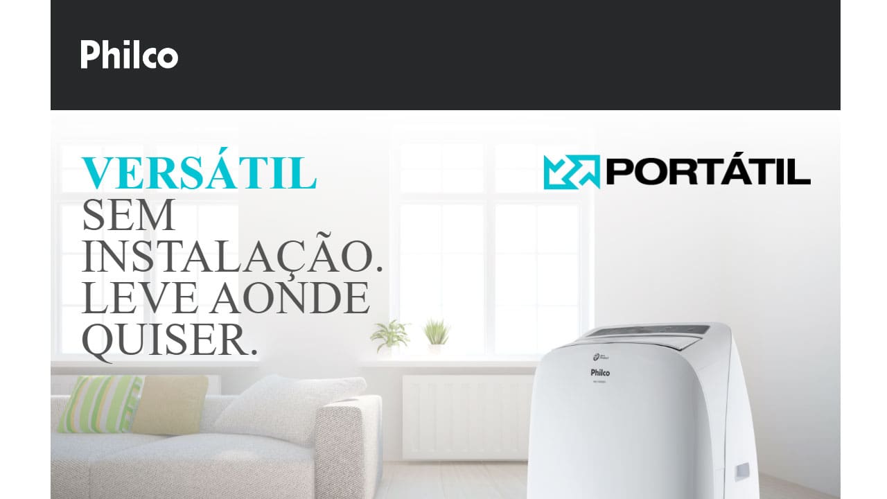 Ar-Condicionado Portátil Philco Vírus Protect PAC11000F4 11.000 Btus com Controle Remoto e Display Digital