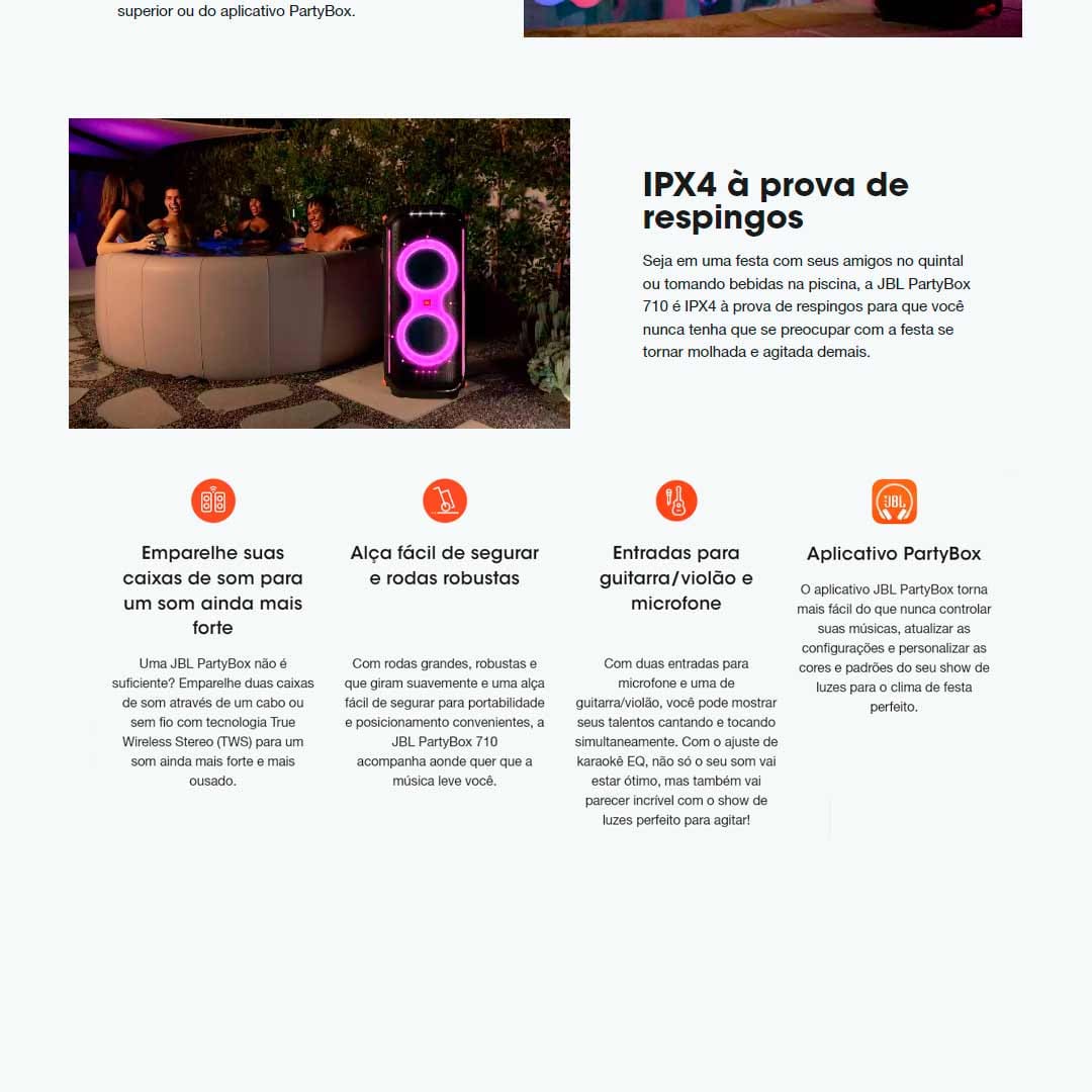 Caixa de Som Portátil JBL PartyBox 710