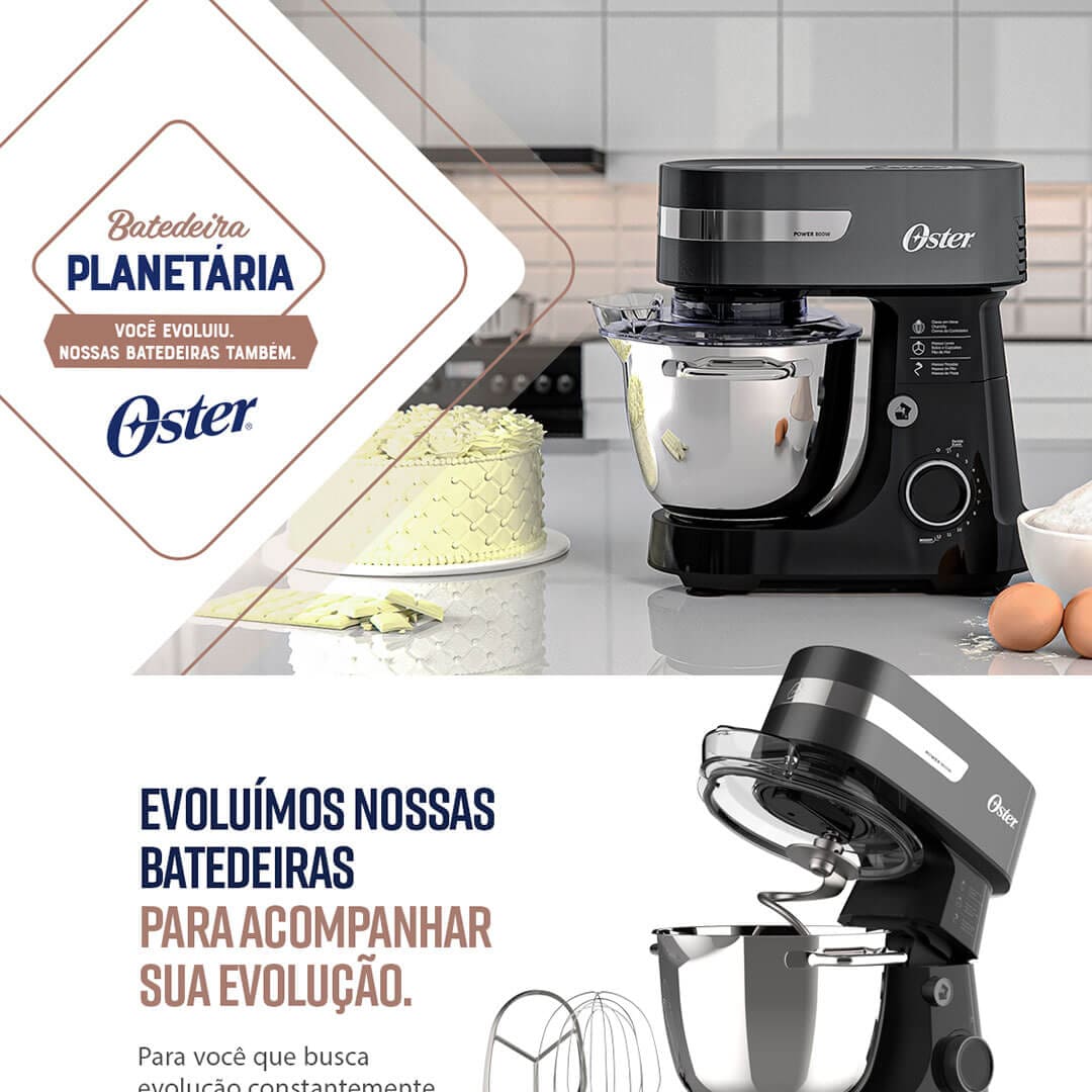 Batedeira Planetária Oster OBAT636 Preta