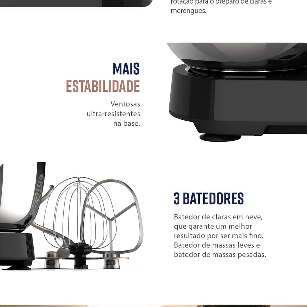 Batedeira Planetária Oster OBAT636 Preta