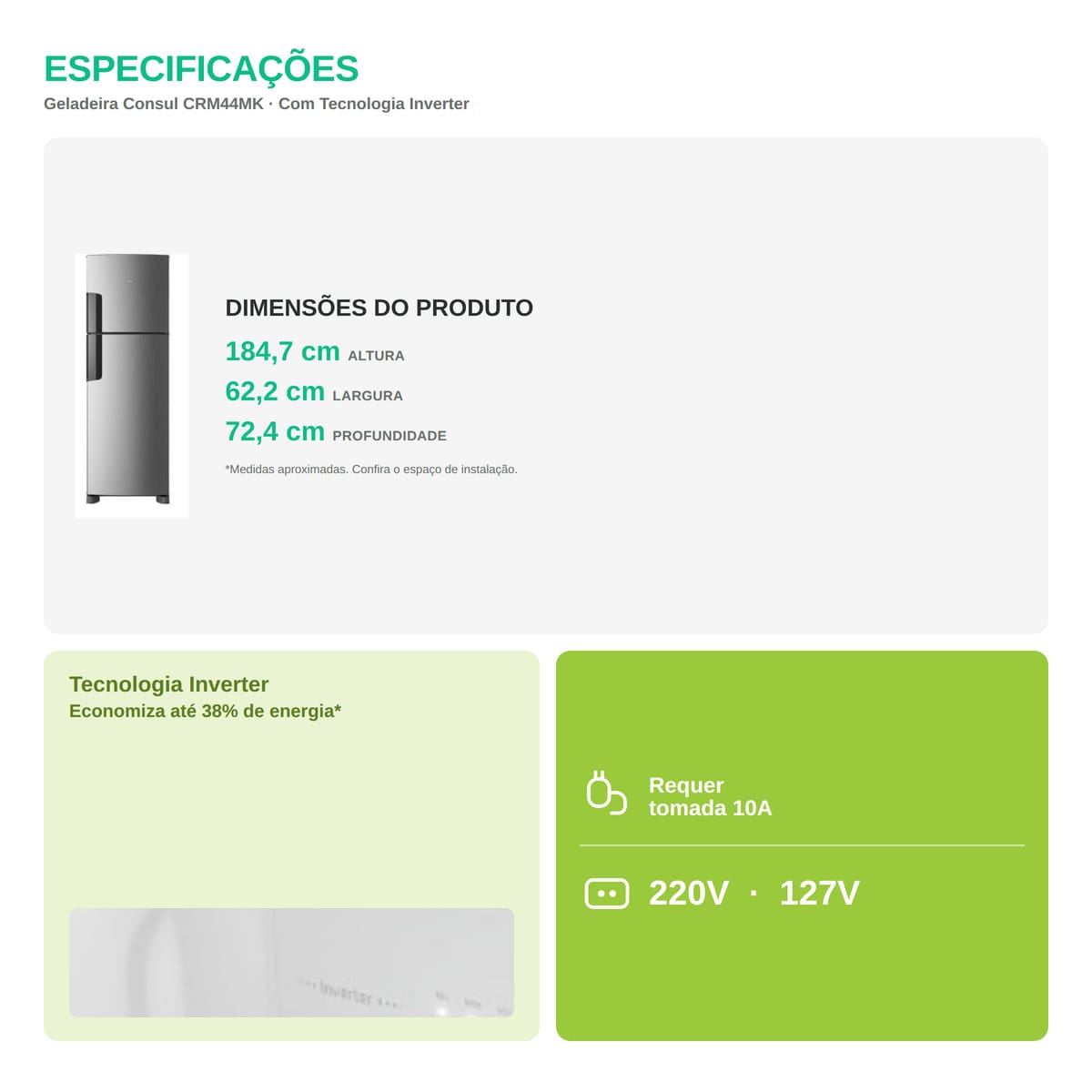 Geladeira Frost Free Duplex Consul - CRM44MK