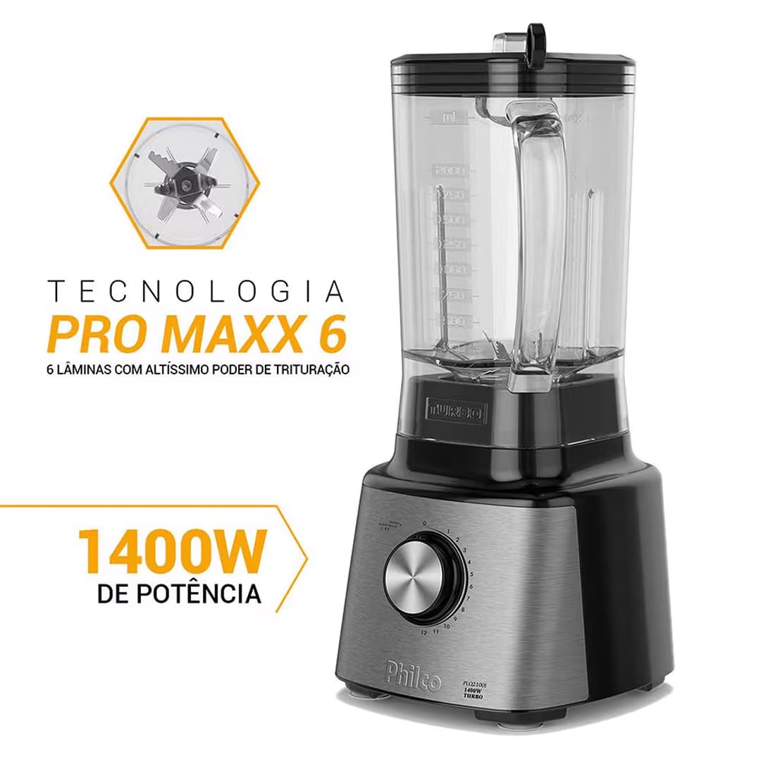  Liquidificador Philco PLQ2100PI Turbo Preto 1400W