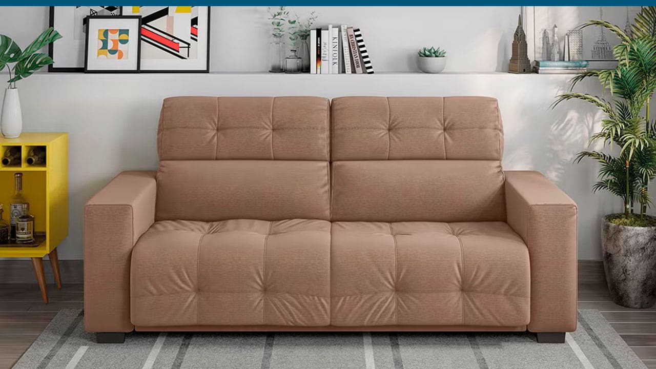 Sofá 3 Lugares Hellen Genebra em uma sala decorada