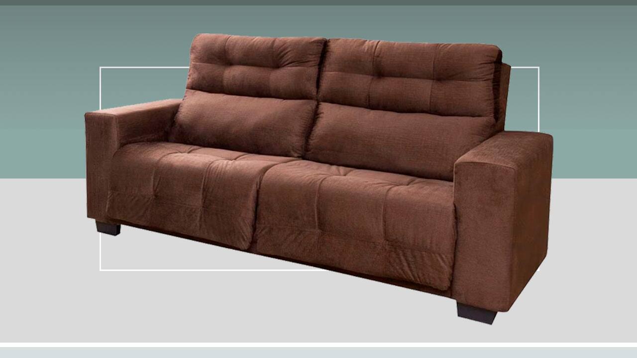 imagem mostra o Sofá 3 Lugares Hellen Genebra na cor marrom