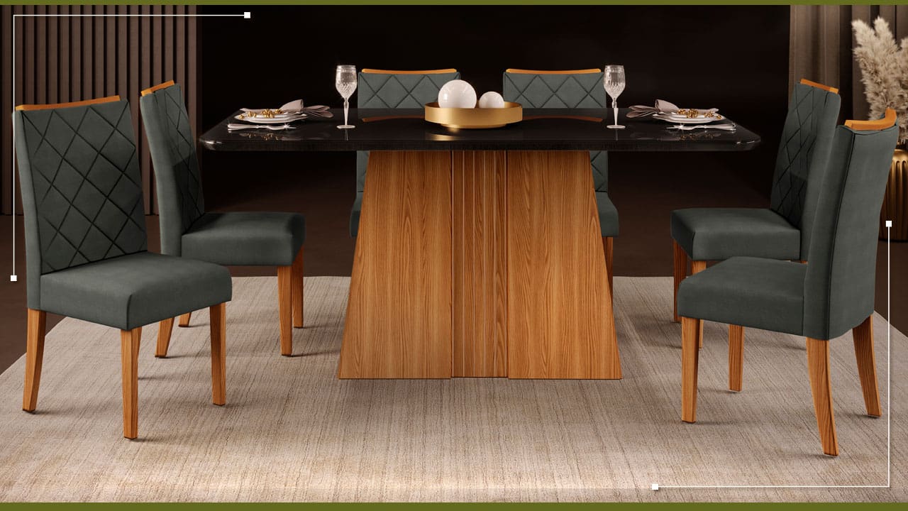 Mesa de Jantar com 6 cadeiras Raquel Plus da DJ Móveis