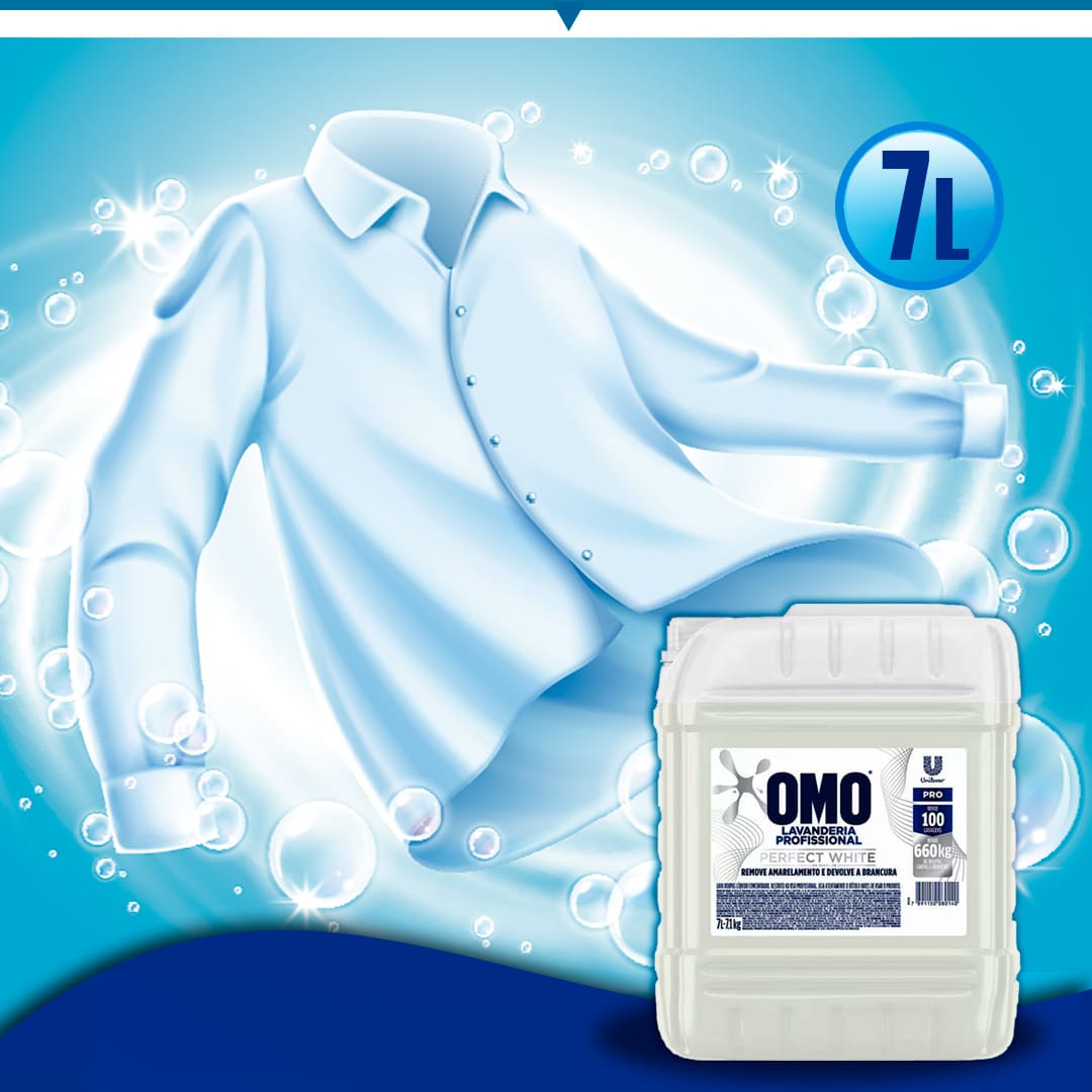 Sabão Líquido Omo Lavanderia Profissional Perfect White 7 Litros