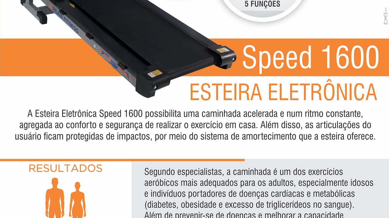 Esteira Ergométrica Eletrônica Dream Concept 1600 Preta