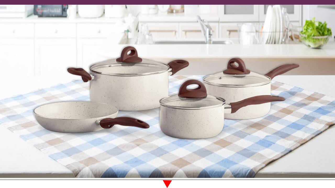 Conjunto Panelas Brinox Ceramic Life Smart Plus Vanilla 4 Peças
