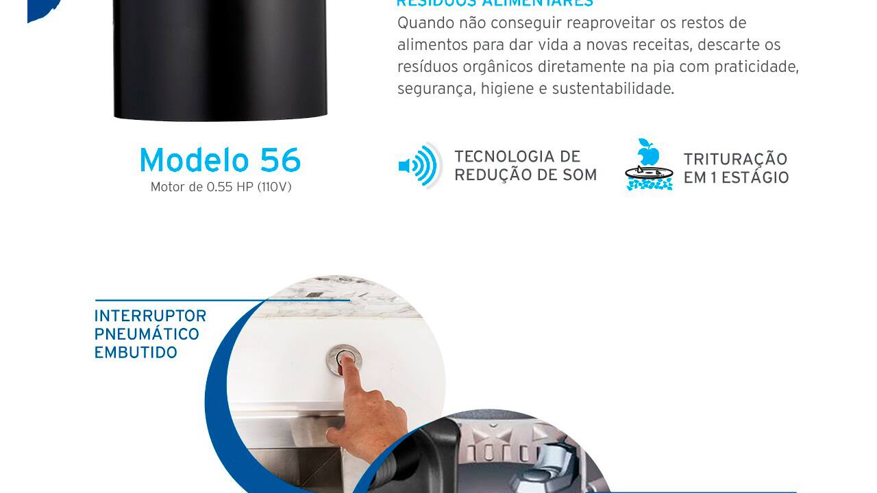 Triturador de Resíduos Alimentares InSinkErator Modelo 56