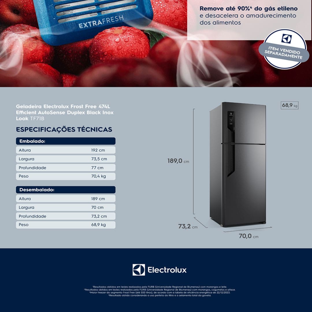 Geladeira Electrolux Frost Free TF71B Duplex