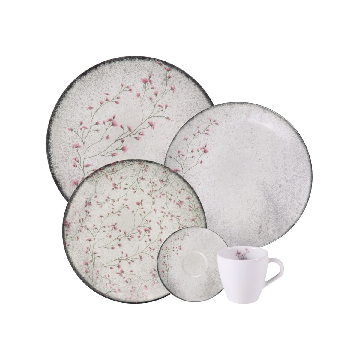 Aparelho de Jantar 20 peças Tramontina Floralis em Porcelana Floral
