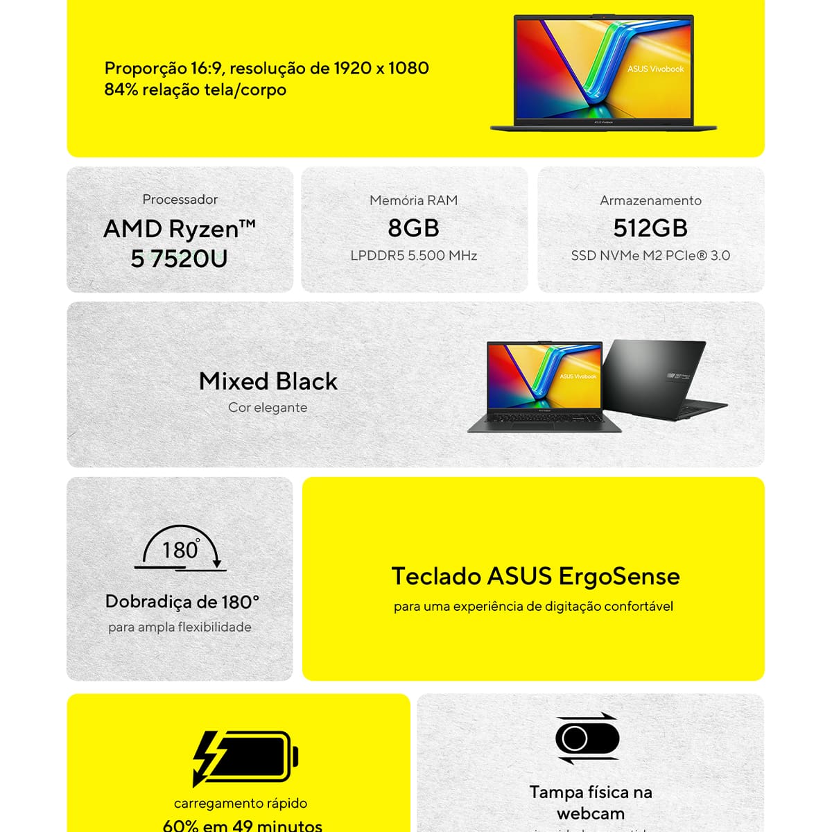 Notebook ASUS Vivobook Go E1504FA 512GB