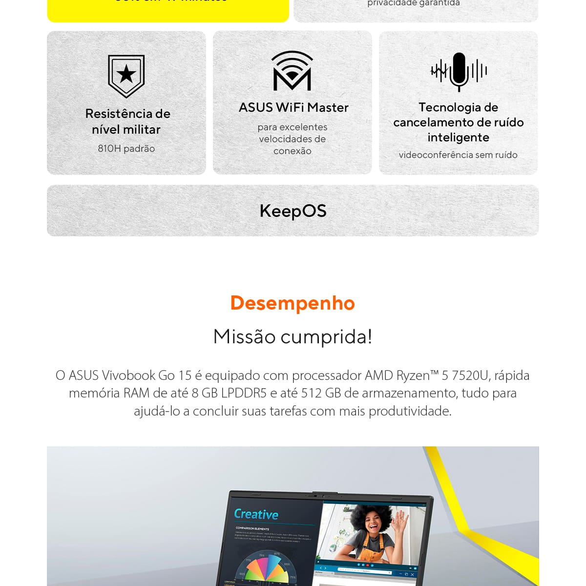 Notebook ASUS Vivobook Go E1504FA 512GB