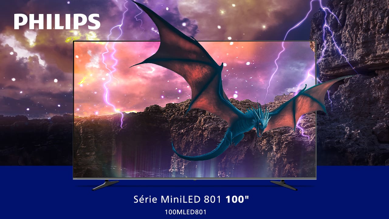 Smart TV Philips QD MiniLED 100 Polegadas 4K 100MLED801