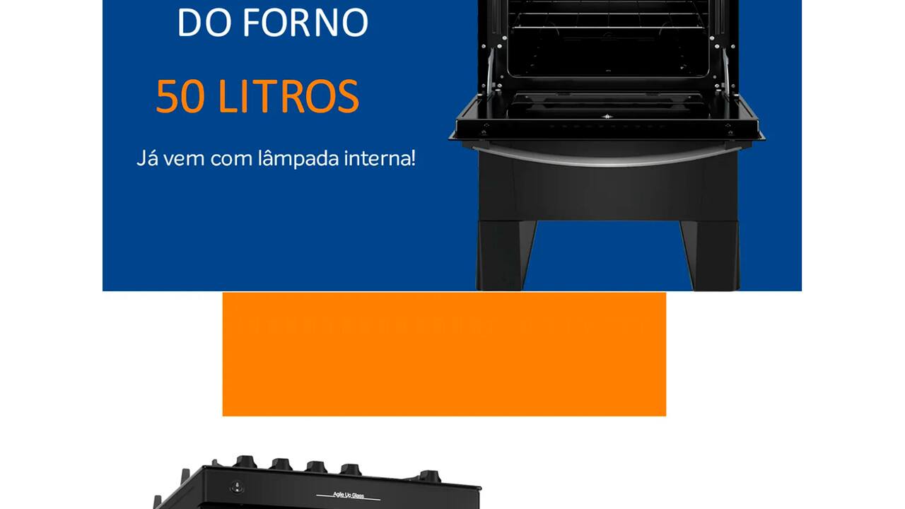 Fogão 4 Bocas Atlas Agile Up Glass Preto
