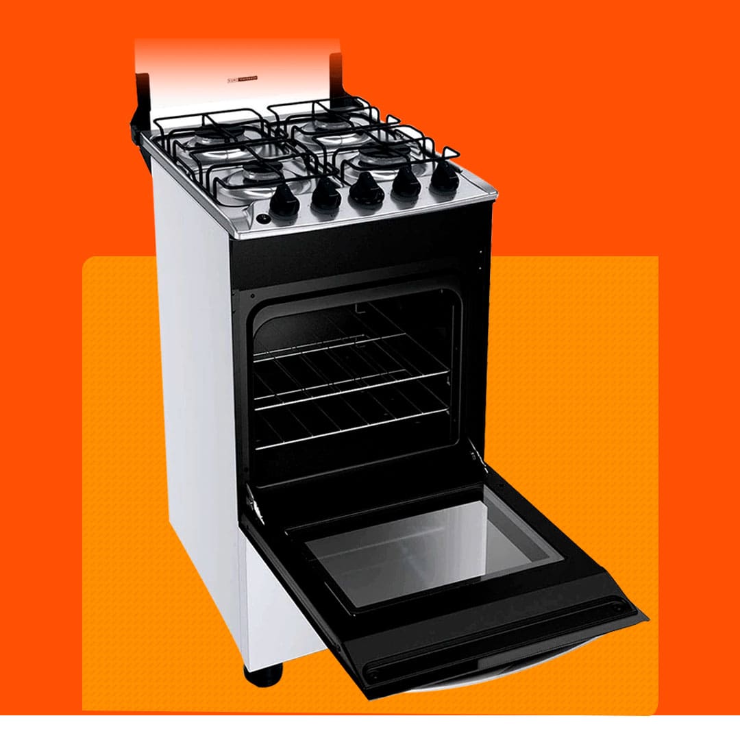 Fogão Brastemp 4 Bocas BFO4NBB com porta do forno aberta