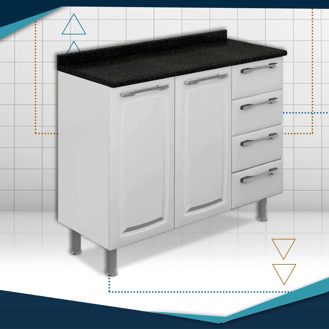 Gabinete Itatiaia Diamante com 2 Portas e 4 Gavetas