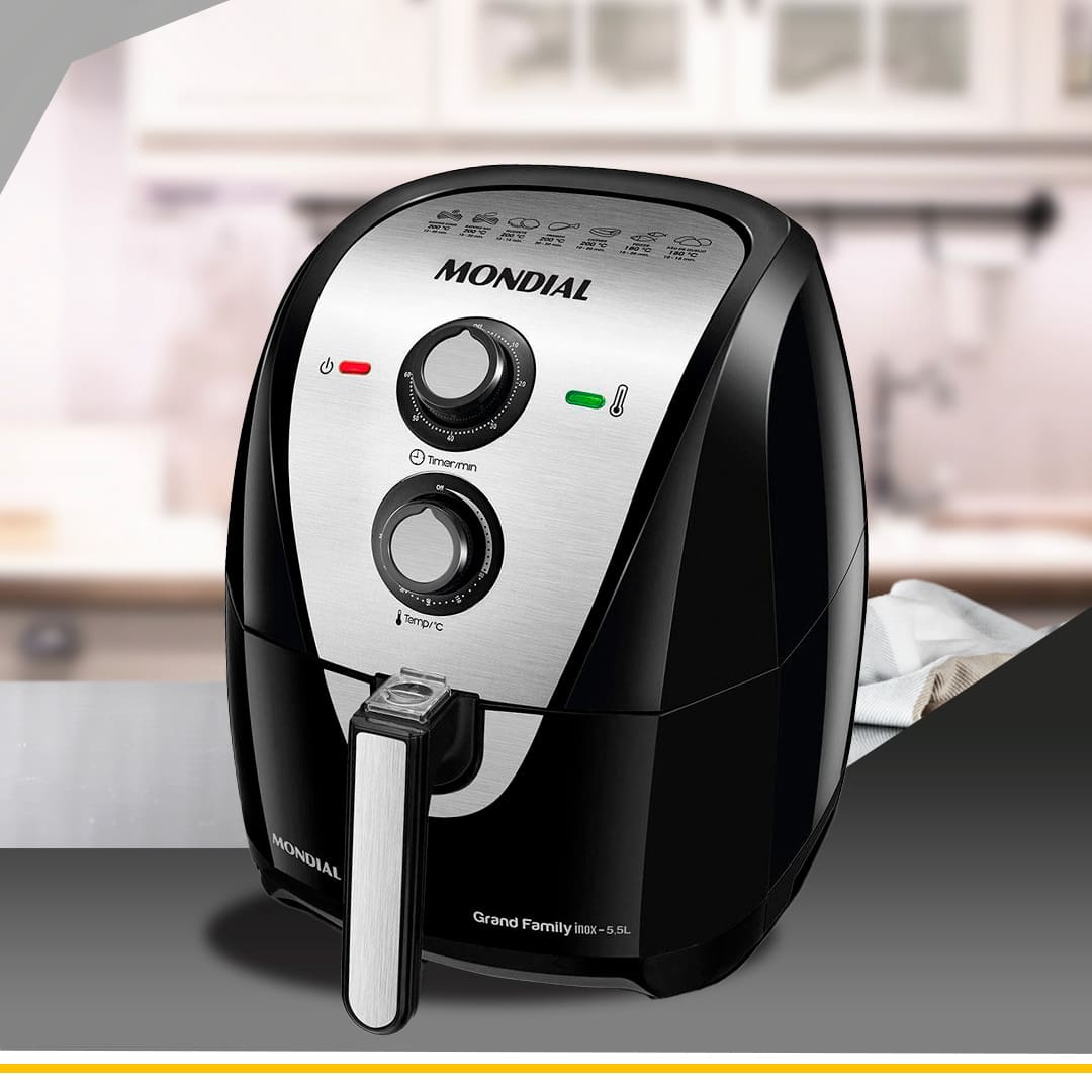 Fritadeira Air Fryer Mondial Grand Family AF55I Preta Inox