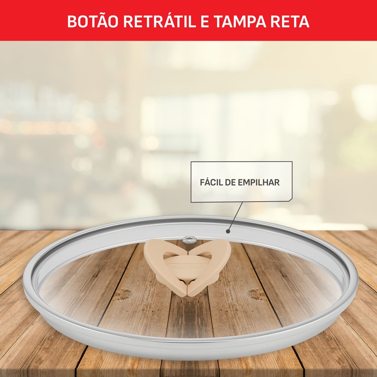 Panela Wok Tefal One Pick Pot 22cm Alumínio Antiaderente Indução Tampa Vidro Vanila