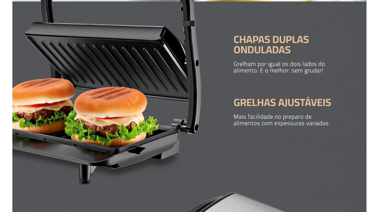Sanduicheira Grill Mondial Master Press PG-01 Inox