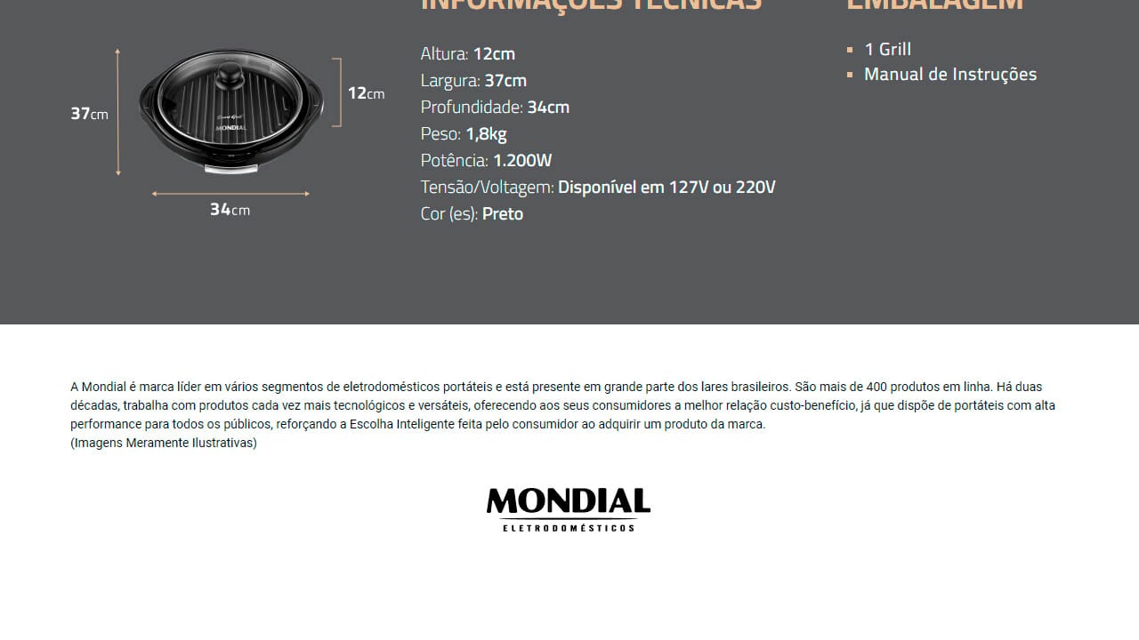 Grill Mondial Redondo Smart Grill G-04