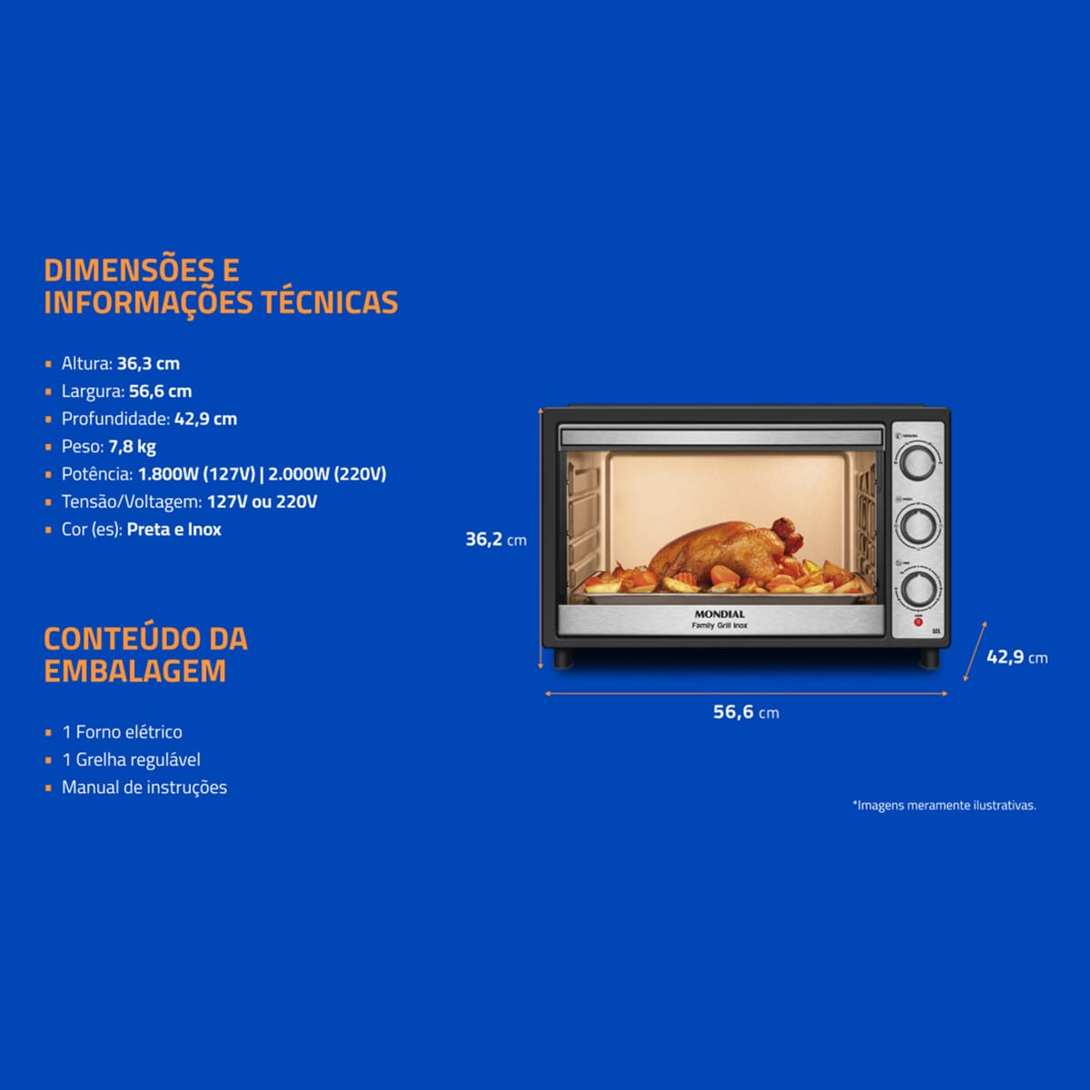 Forno Elétrico Mondial Grand Family FRN-52 52L 180...