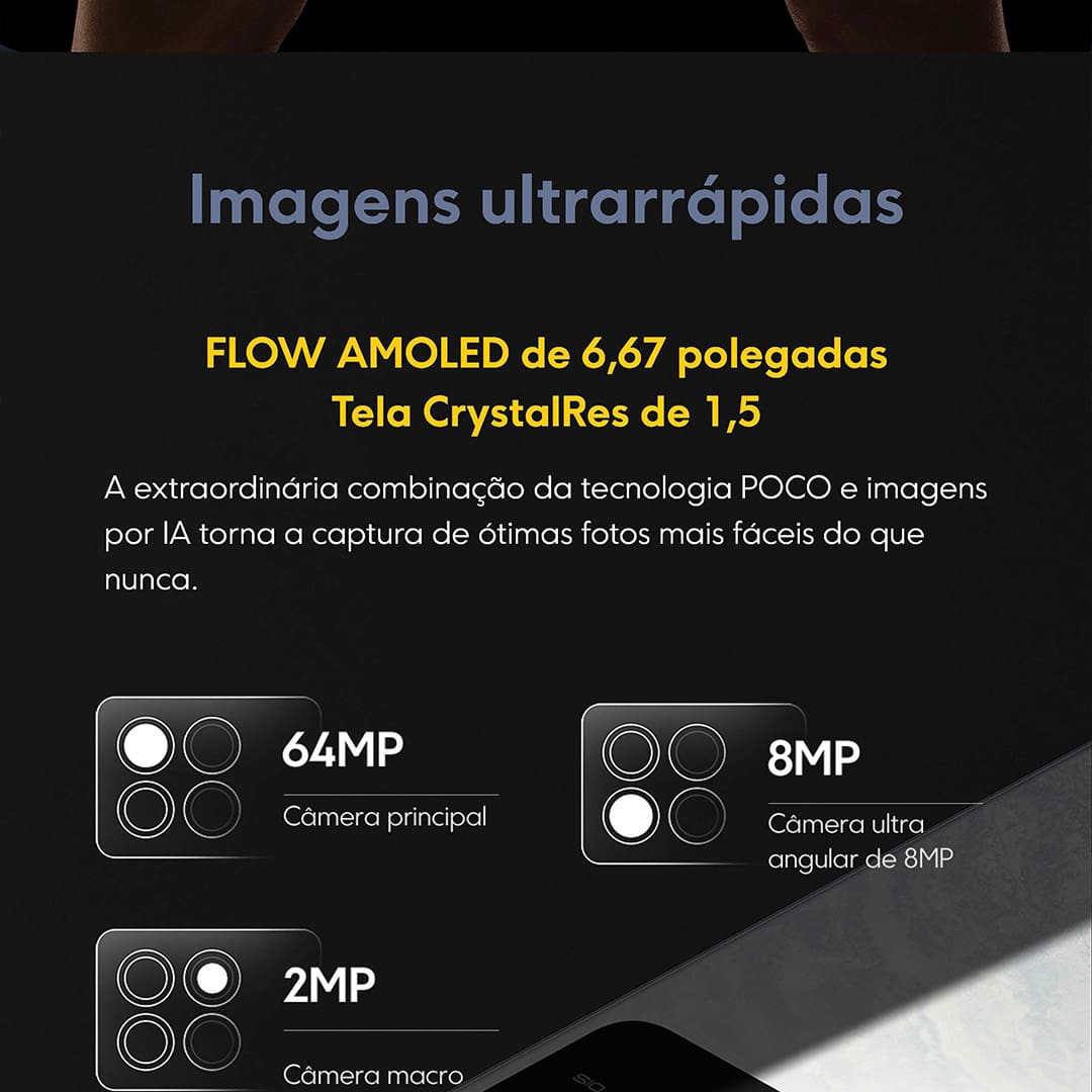 Smartphone POCO X6 5G Branco: tecnologia e elegância em um só aparelho. Se você busca por inovação, desempenho excepcional e uma experiência móvel incomparável, o Xiaomi Poco X6 5G é a escolha perfeita para você. Este smartphone foi projetado para entregar velocidade, eficiência e entretenimento.