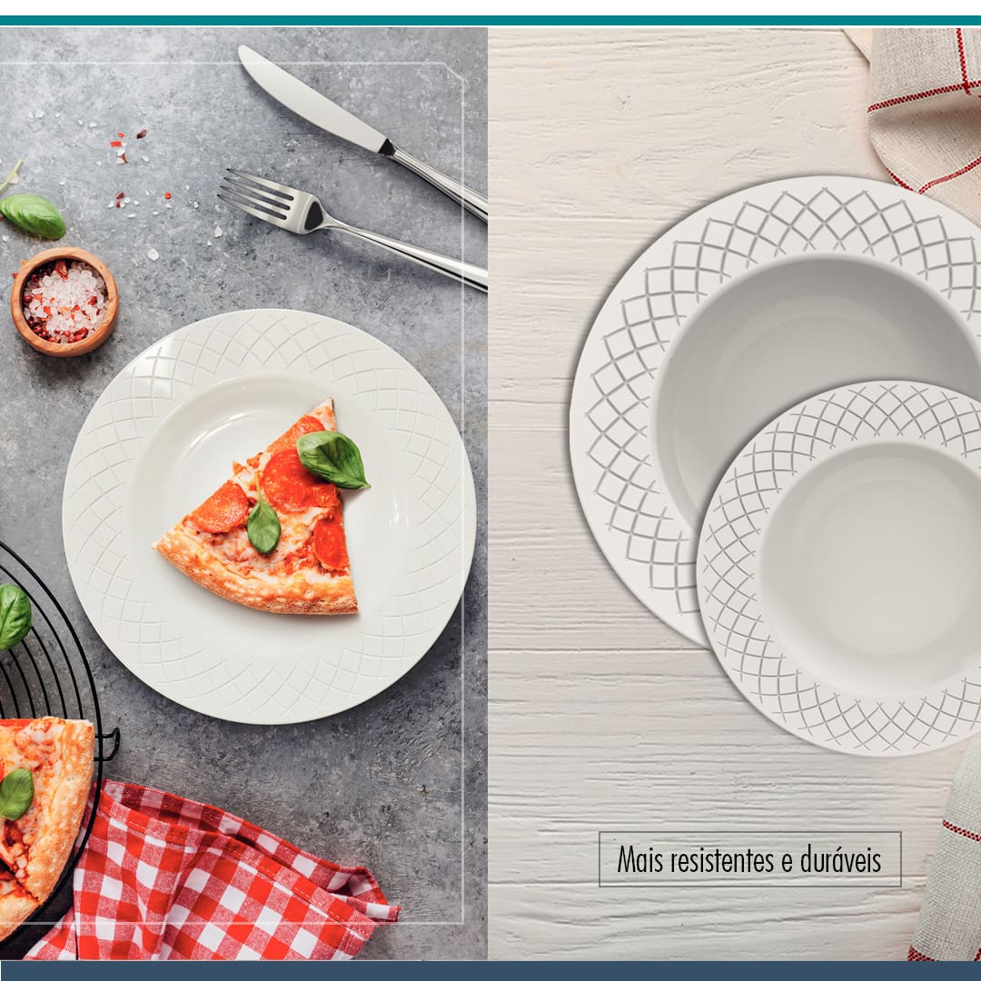 Aparelho Jantar Tramontina Ingrid porcelana micro-ondas lava-louças
