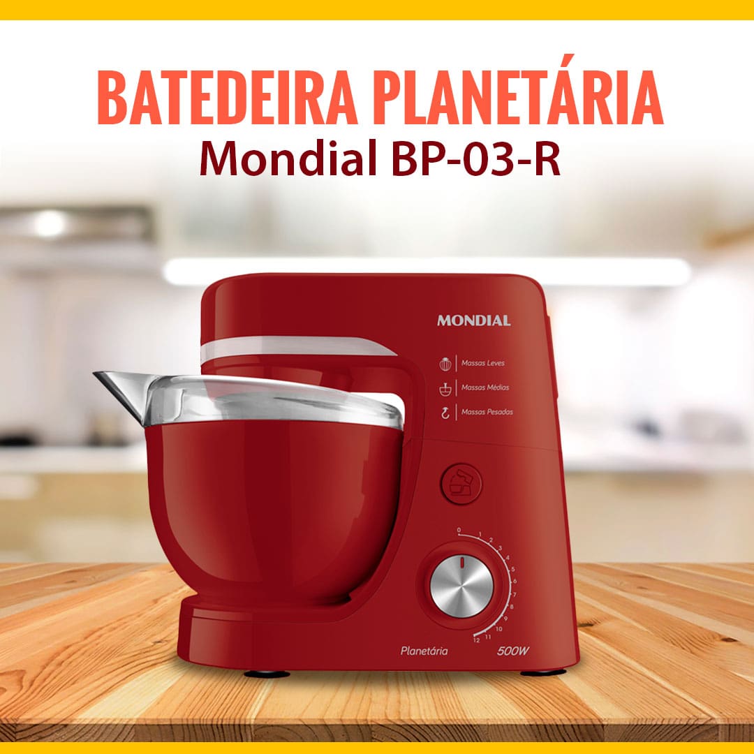 Batedeira Planetária Mondial BP-03-R Vermelha