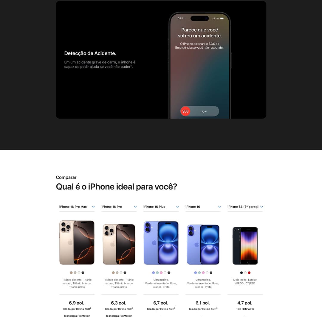 iPhone 16 Pro. Com estrutura em titânio, Controle da Câmera, 4K Dolby Vision a 120 qps e o chip A18 Pro.