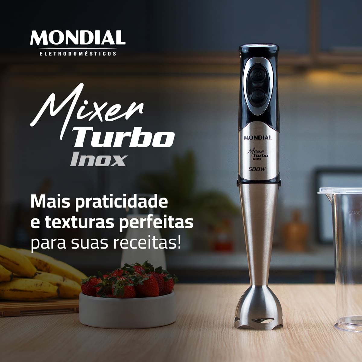 Mixer Mondial M-16-BI 500W Turbo Haste Inox Preto