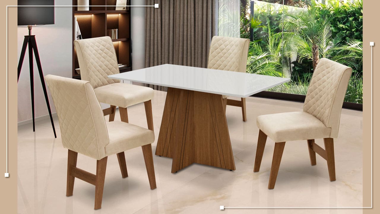 Mesa de Jantar Dobuê Dublin com 4 Cadeiras