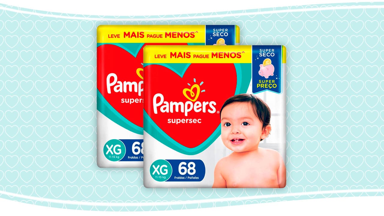 Fralda Pampers Supersec XG 2 pacotes de 68 Unidades