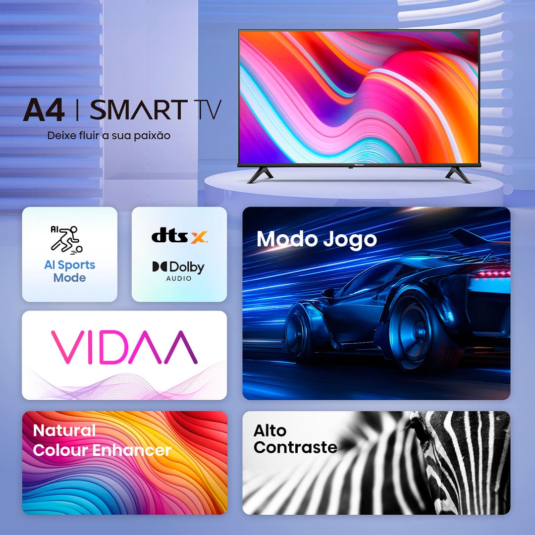 TV Hisense Smart - Preço Acessível - Qualidade de Som – Gamer